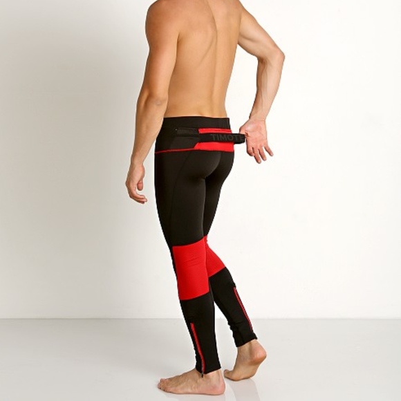 Timoteo Power Stretch Tights Red/Black - Picture 1 of 4